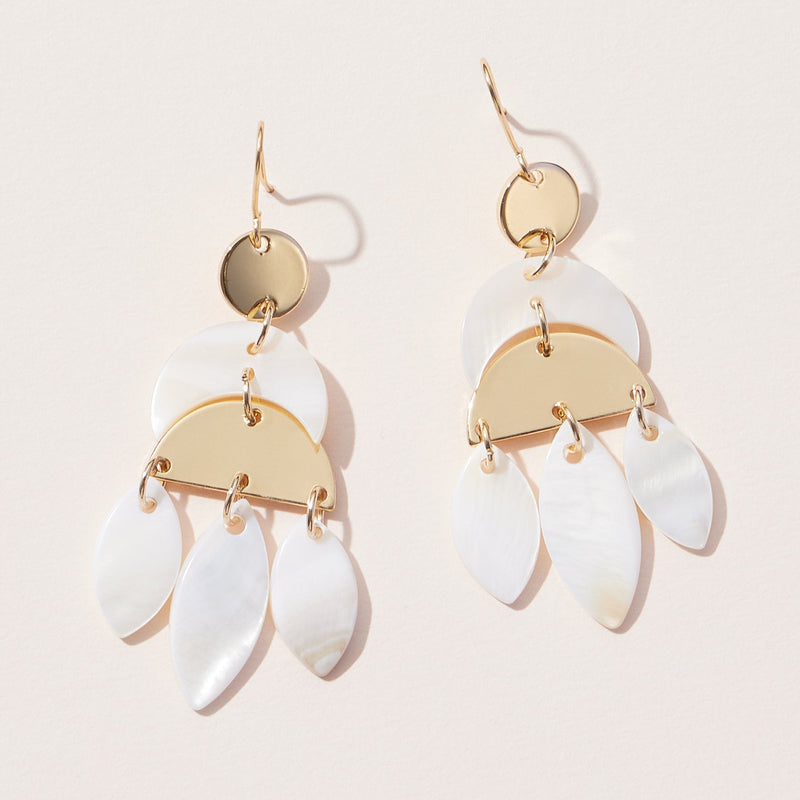 3 Drop Mother of Pearl  Earrings