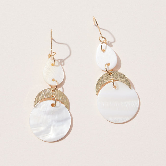 3 Round Mother of Pearl Drop Earrings