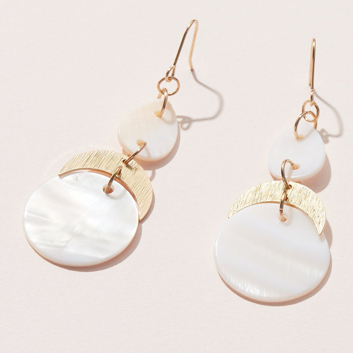 3 Round Mother of Pearl Drop Earrings