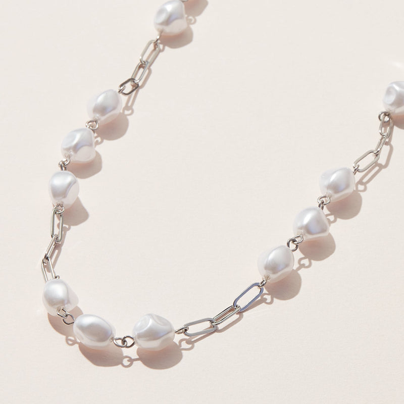 Pearl and the Paperclip Chain Mixed Necklace