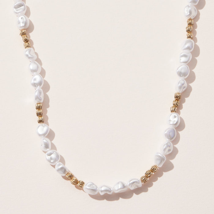 Pearl and Metal Ball Mixed Necklace