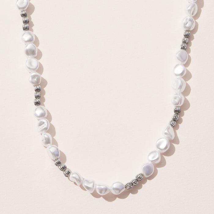 Pearl and Metal Ball Mixed Necklace