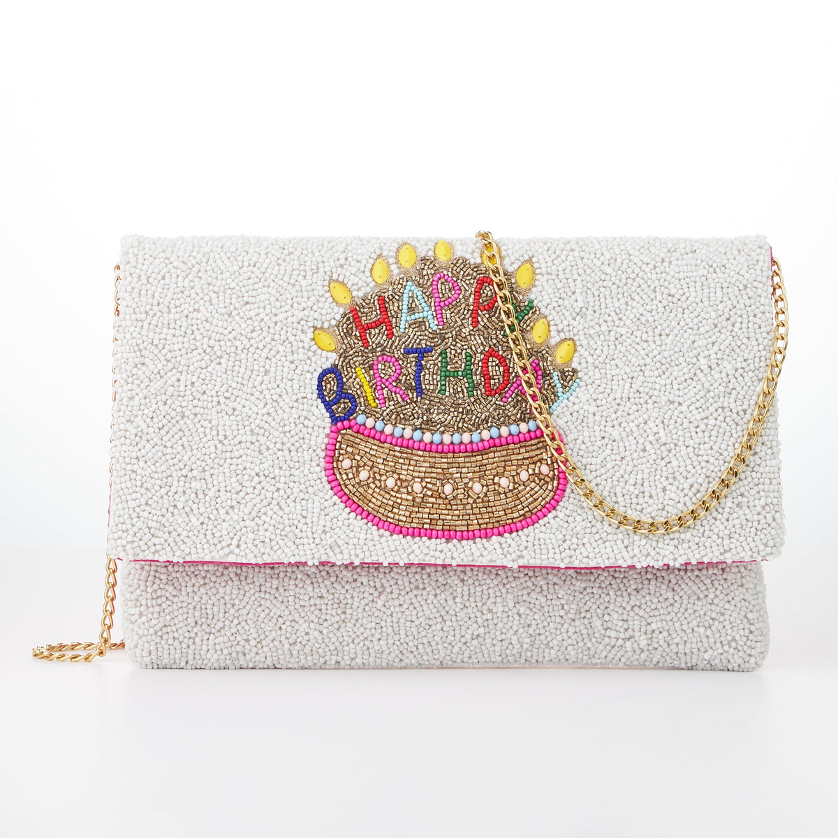 Birthday Cake Seed Beads Flap Clutch Bag