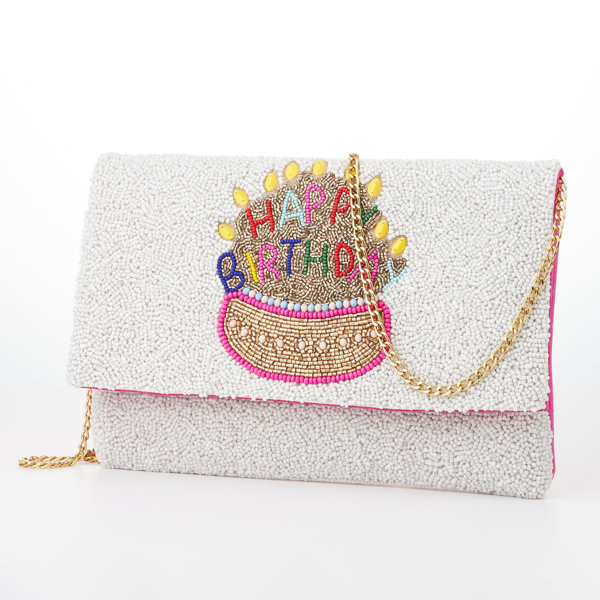 Birthday Cake Seed Beads Flap Clutch Bag