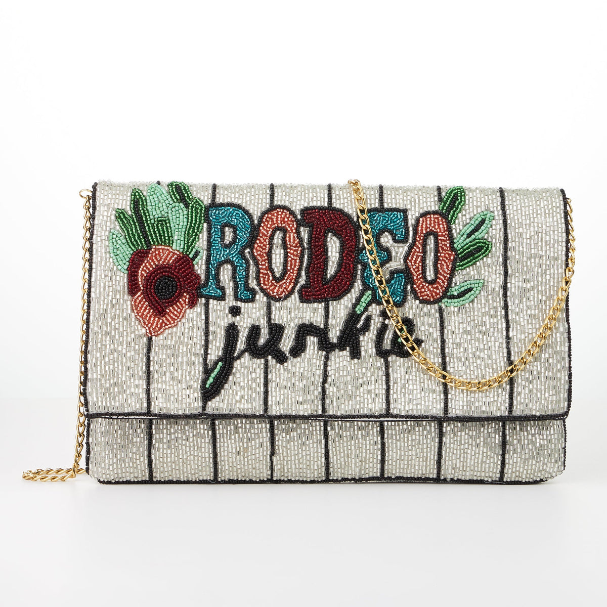 Rodeo Junkie Seed Beads Flap Clutch Bag