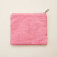 PEACE LOVE CURE Pink Ribbon Seed Bead Canvas Pouch