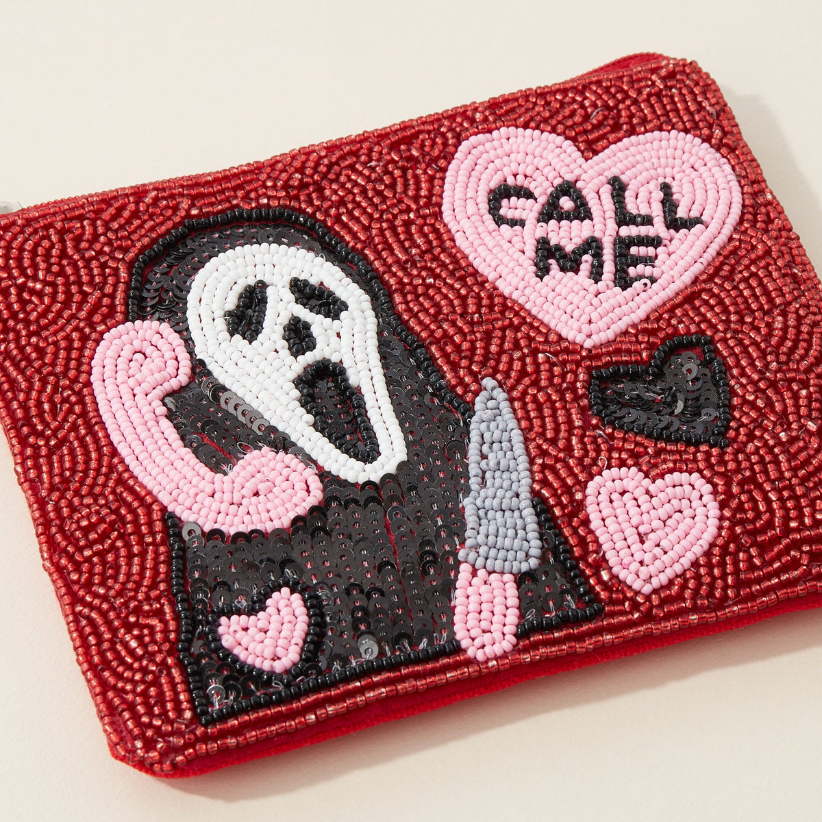 Scream Call Me Seed Bead Canvas Pouch