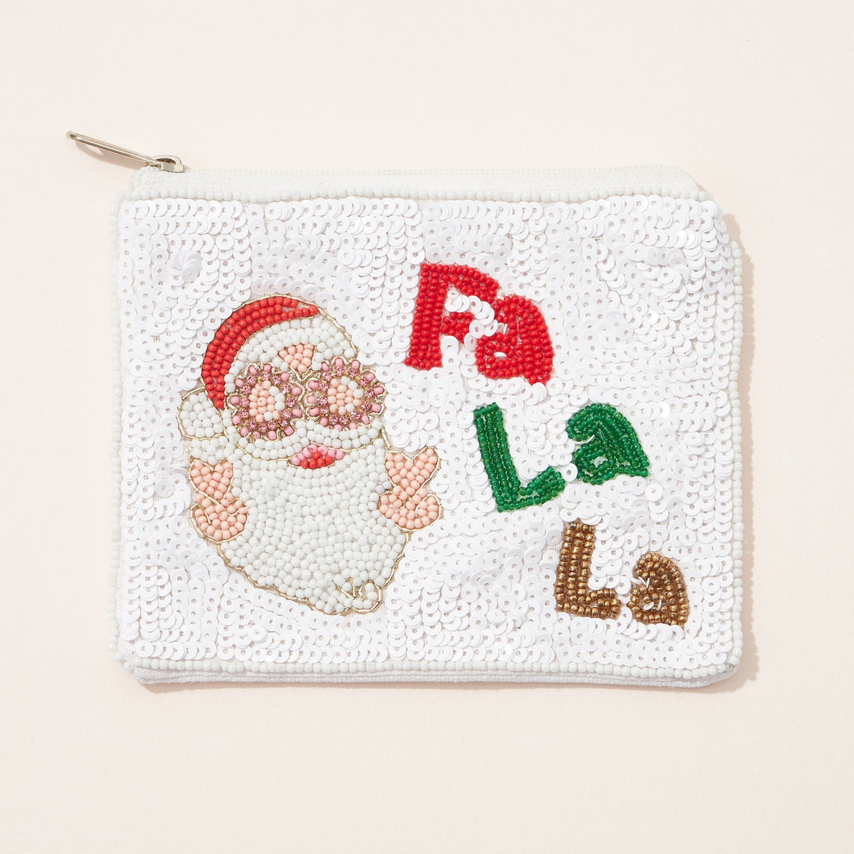 Fa La La Seed Bead Sequin Canvas Pouch