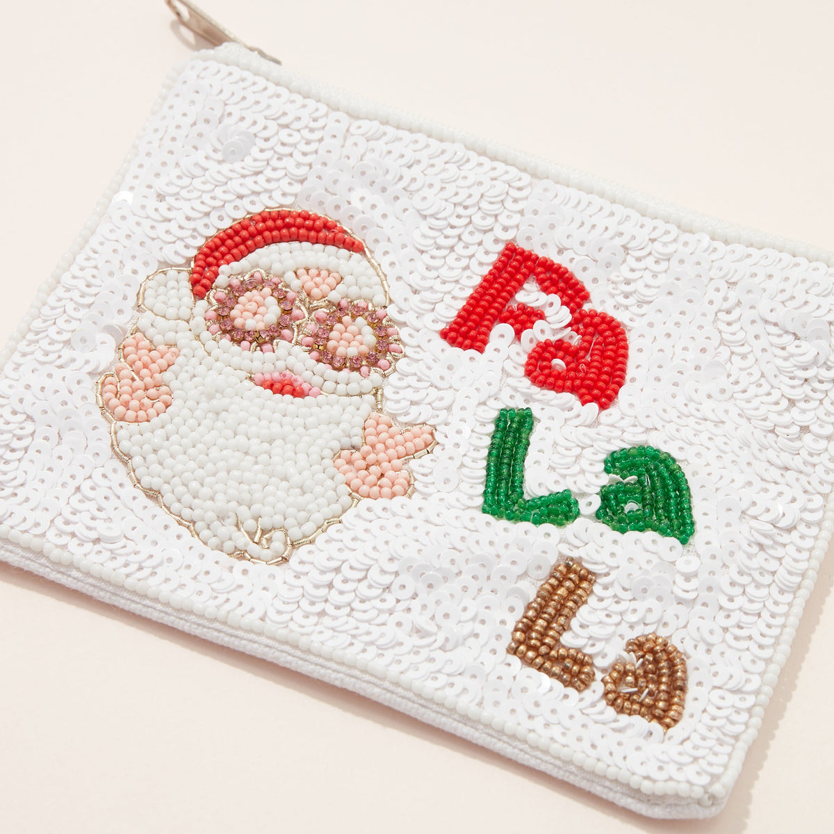 Fa La La Seed Bead Sequin Canvas Pouch