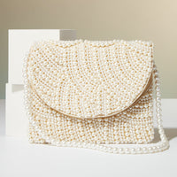 Pearl Beaded Bridal Flap Clutch Bag