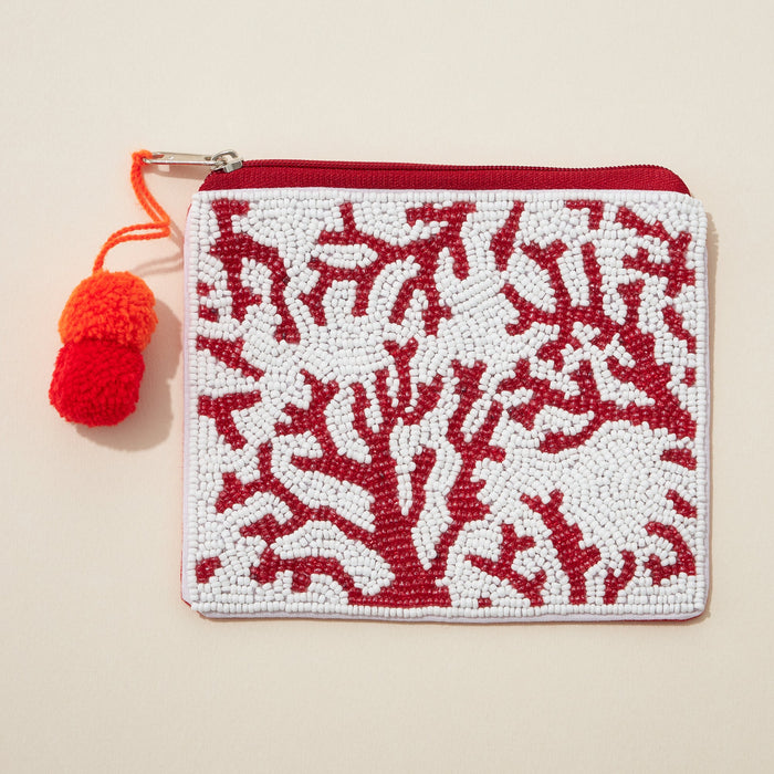 meow seed bead canvas pouch