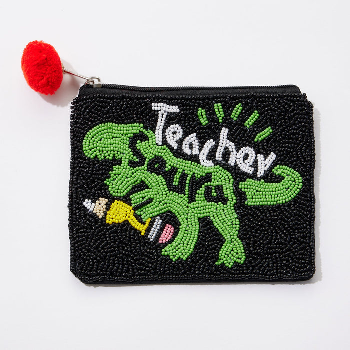 Dinosaur Beaded Coin Pouch for Teacher's Day