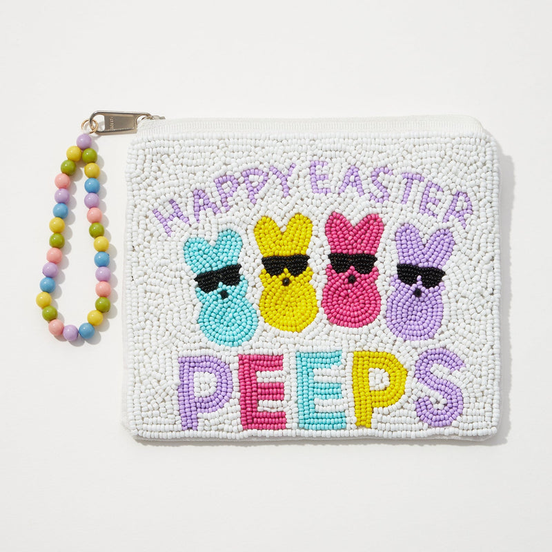 Happy Easter Peeps Seed Bead Coin Pouch