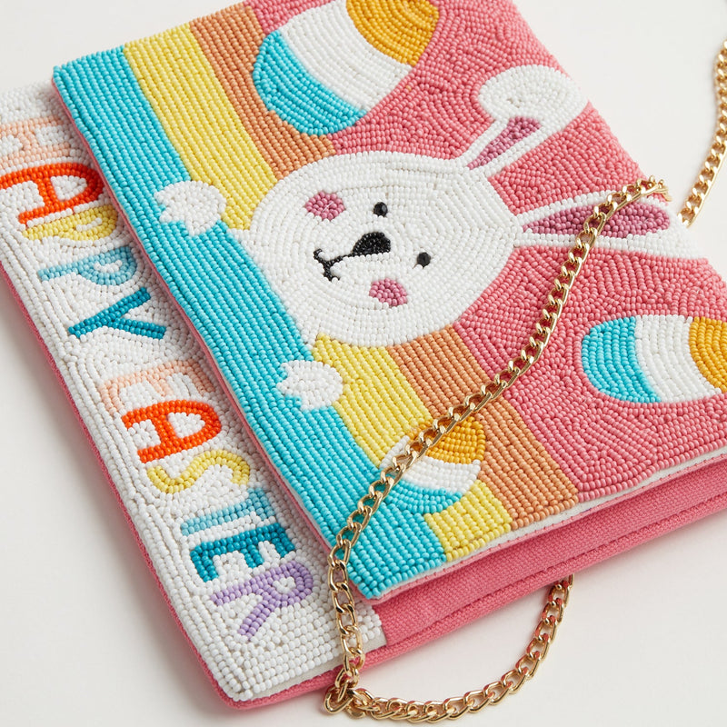 Eater Bunny Indian Beaded Clutch Bag