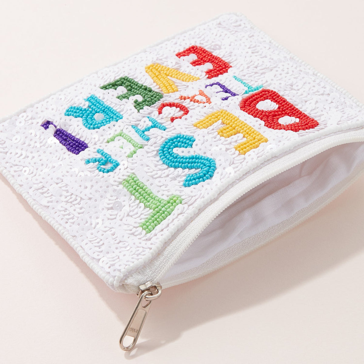 Multi Colored "Best Teacher Ever!" Coin Pouch