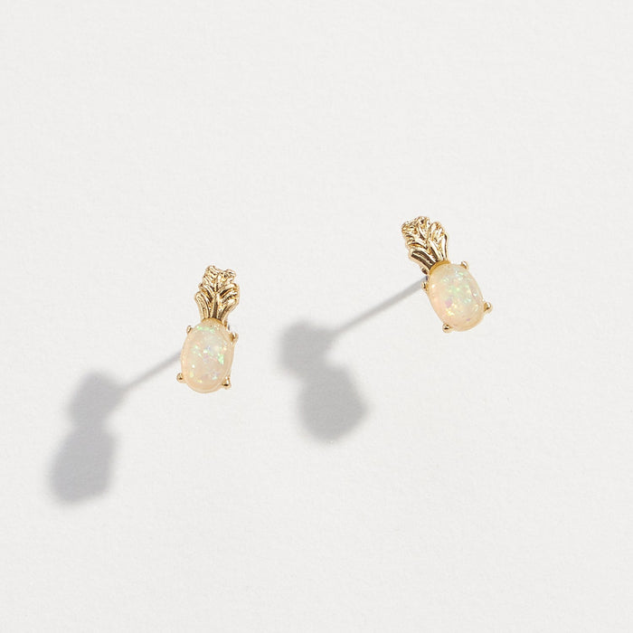 Dainty Opal Pineapple Stud Earrings