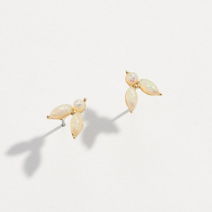 Dainty Opal Falling Petals Stud Earrings