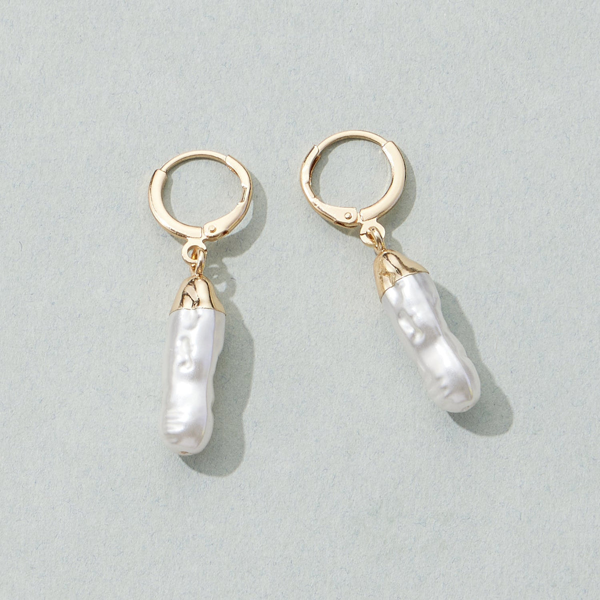 Metal Capped Pearl Hoop Earrings