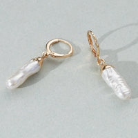 Metal Capped Pearl Hoop Earrings