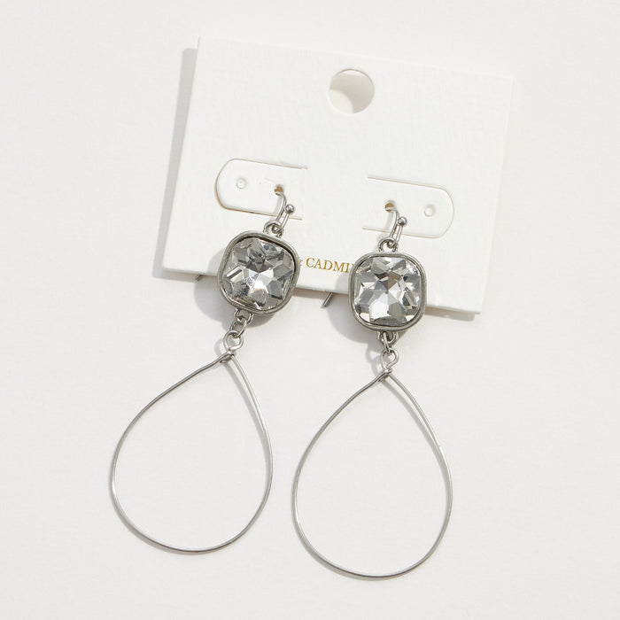 Square Crystal Teardrop Earrings