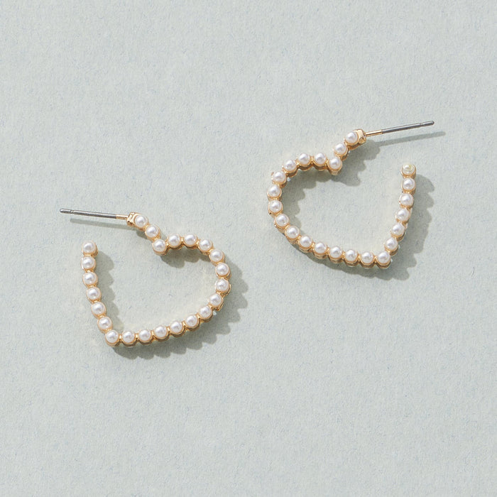 Heart Pearl Hoop Earrings