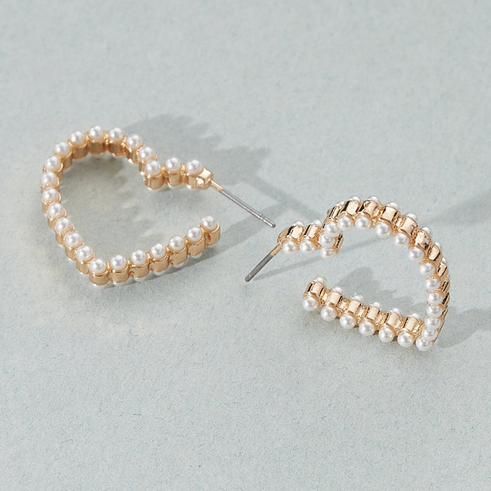 Heart Pearl Hoop Earrings