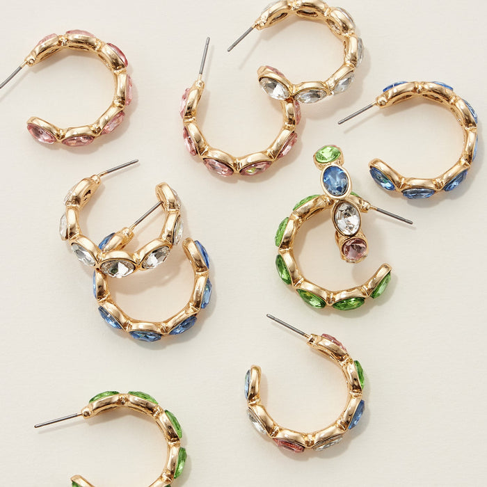 Color Rhinestone Hoop Earrings