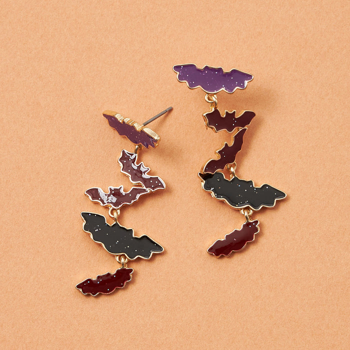 Halloween Bat Enamel Drop Earrings