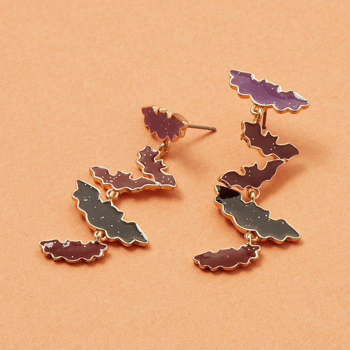 Halloween Bat Enamel Drop Earrings