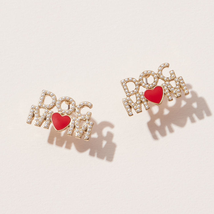 Dog Mom Pearl Pave Post Earrings