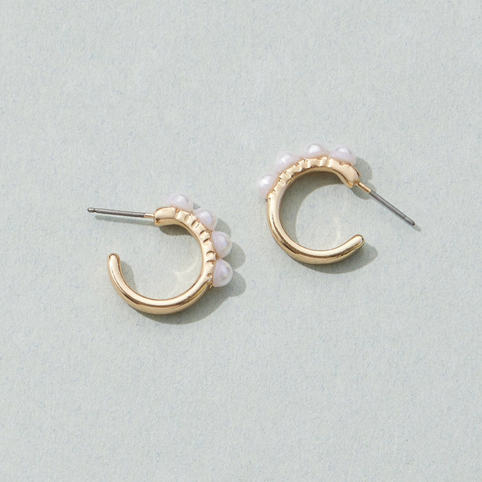 Dainty Pearl Hoop Earrings