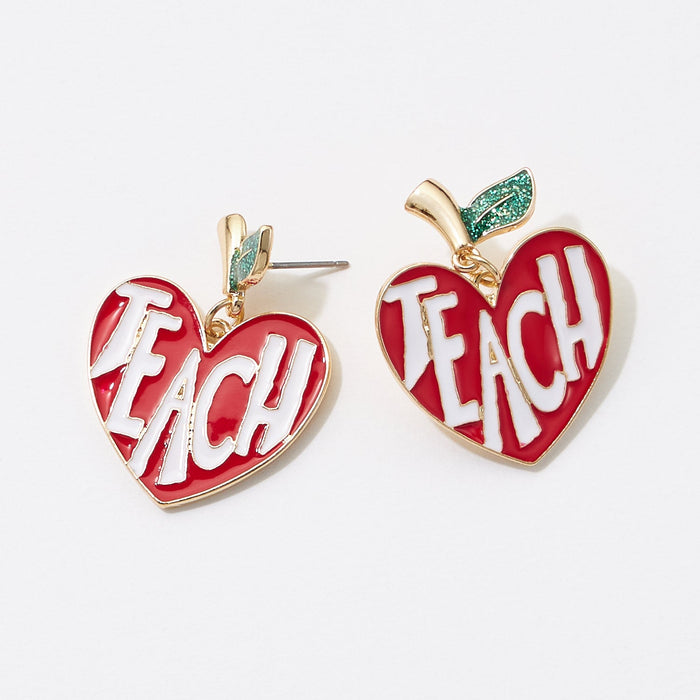 Teach Apple Enamel Post Earrings