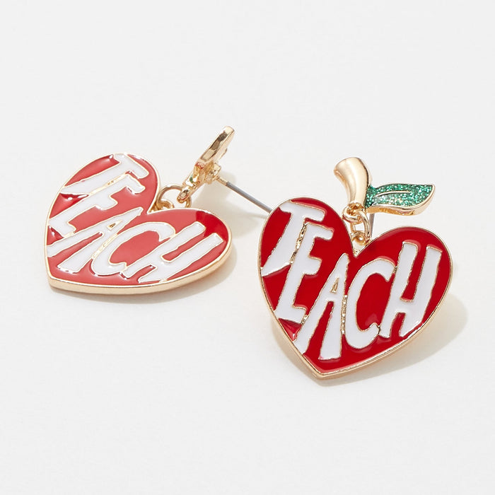 Teach Apple Enamel Post Earrings