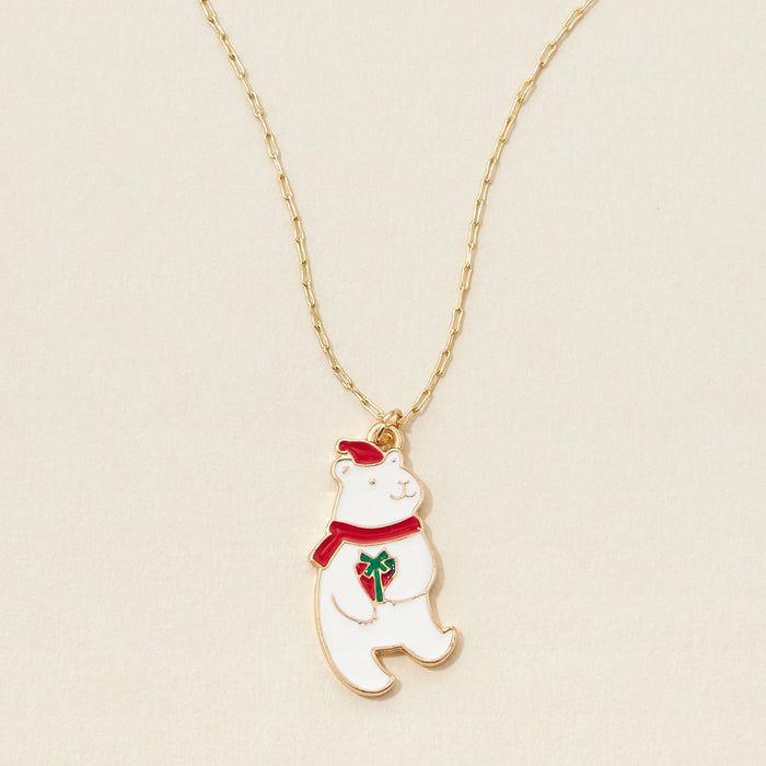 Christmas Bear Epoxy Necklace