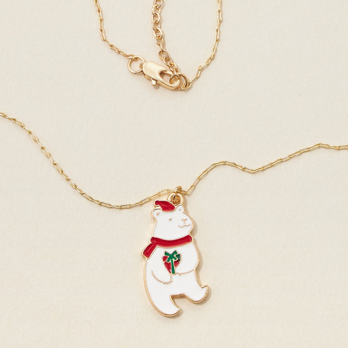 Christmas Bear Epoxy Necklace