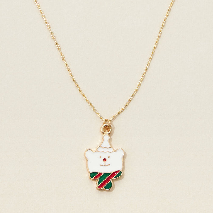 Christmas Bear Epoxy Pendant Necklace