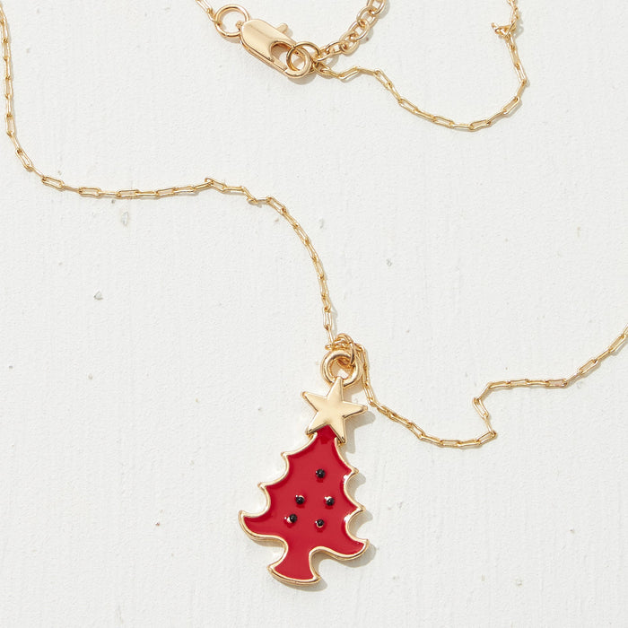 Christmas Tree Epoxy Pendant Necklace