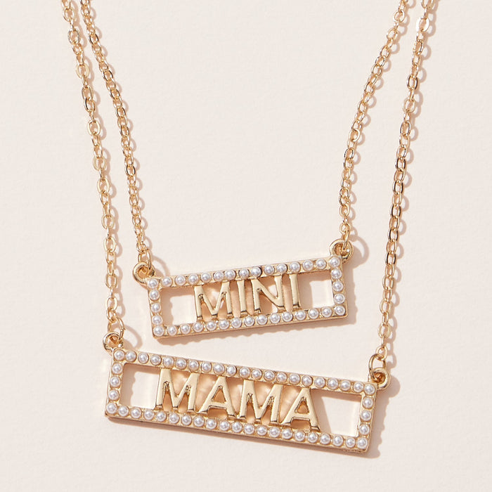 Mini and Mama Pearl Pave Necklace