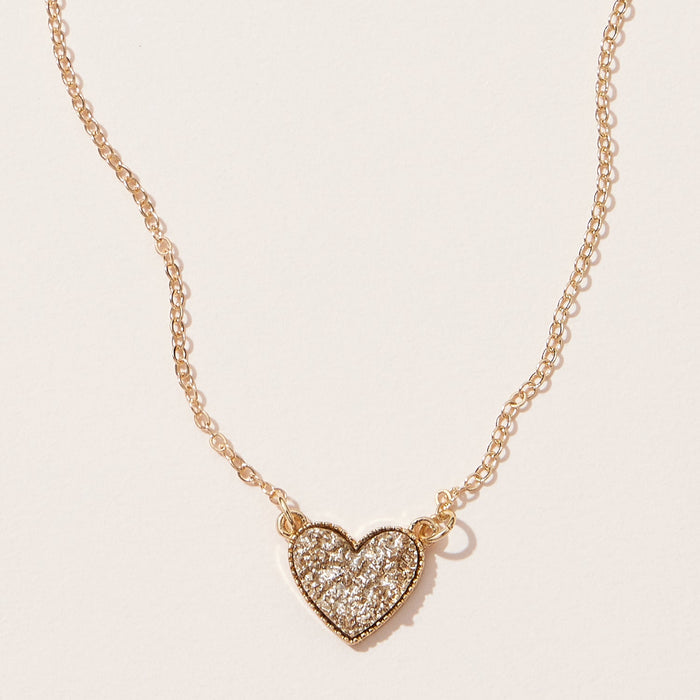 Mama Pendant & Druzy Stone Heart Set Necklace