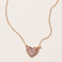 Mama Pendant & Druzy Stone Heart Set Necklace