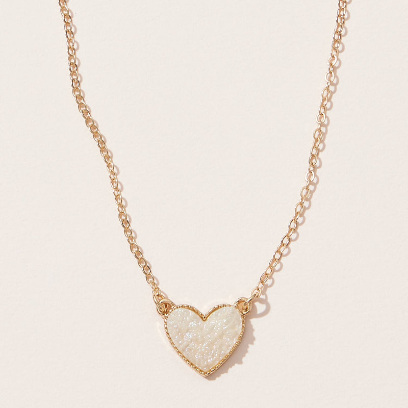 Mama Pendant & Druzy Stone Heart Set Necklace