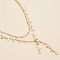 Dainty Star Layered Necklace with Crystal Accents