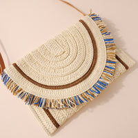 Raffia Woven Fringe Clutch Bag