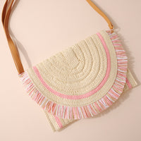 Raffia Woven Fringe Clutch Bag