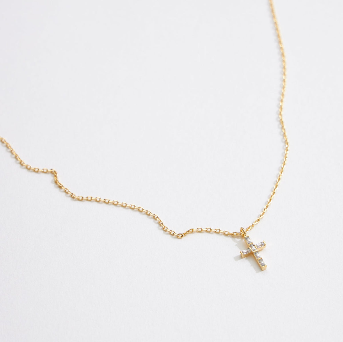 Gold Dipped CZ Dainty Cross Pendant Necklace