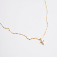 Gold Dipped CZ Dainty Cross Pendant Necklace