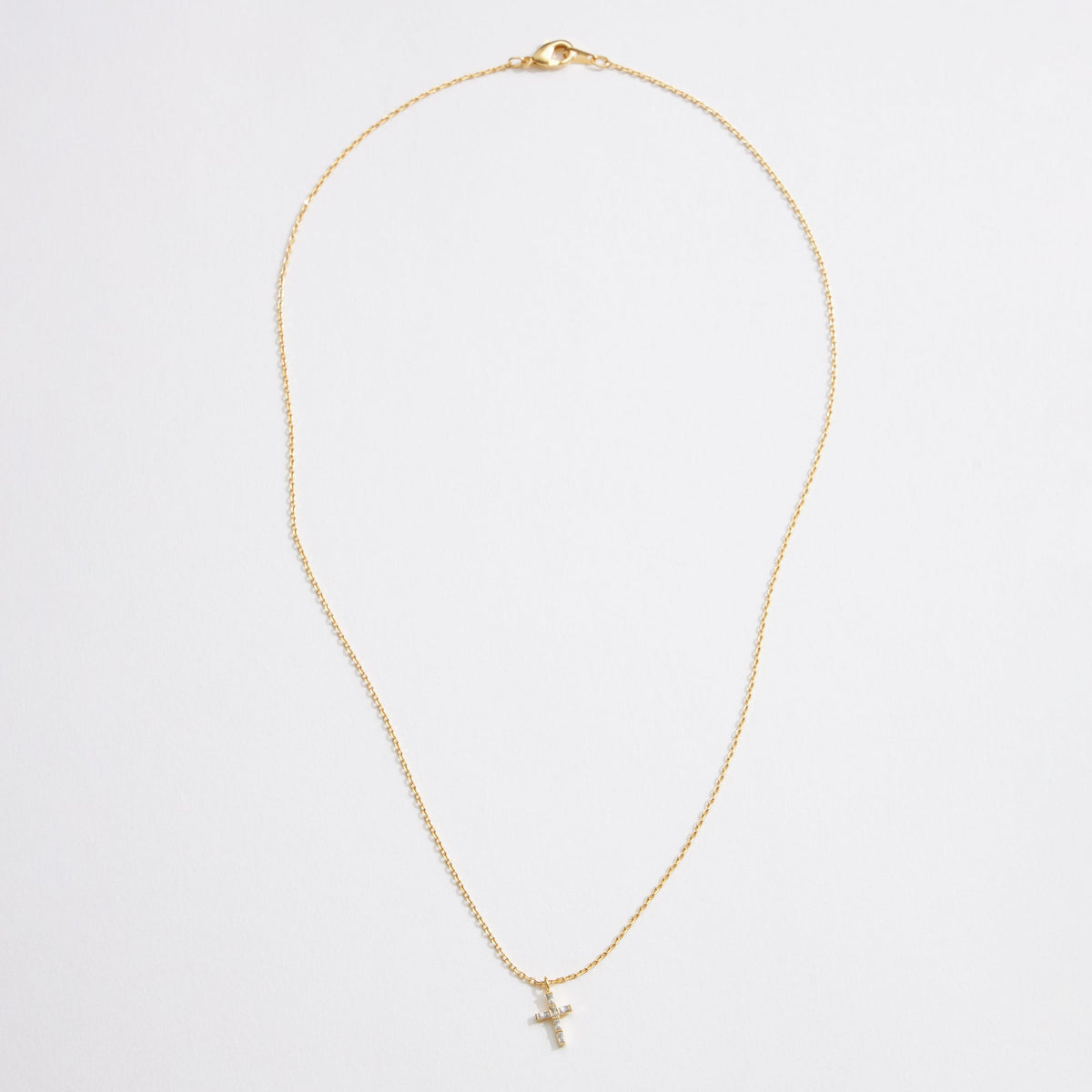 Gold Dipped CZ Dainty Cross Pendant Necklace