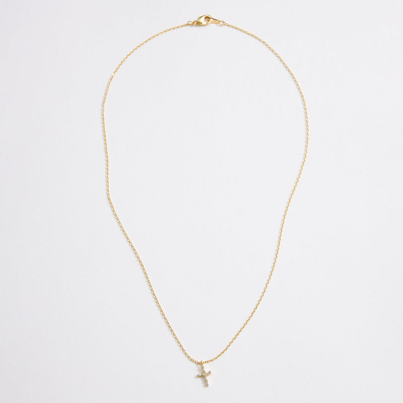 Gold Dipped CZ Dainty Cross Pendant Necklace