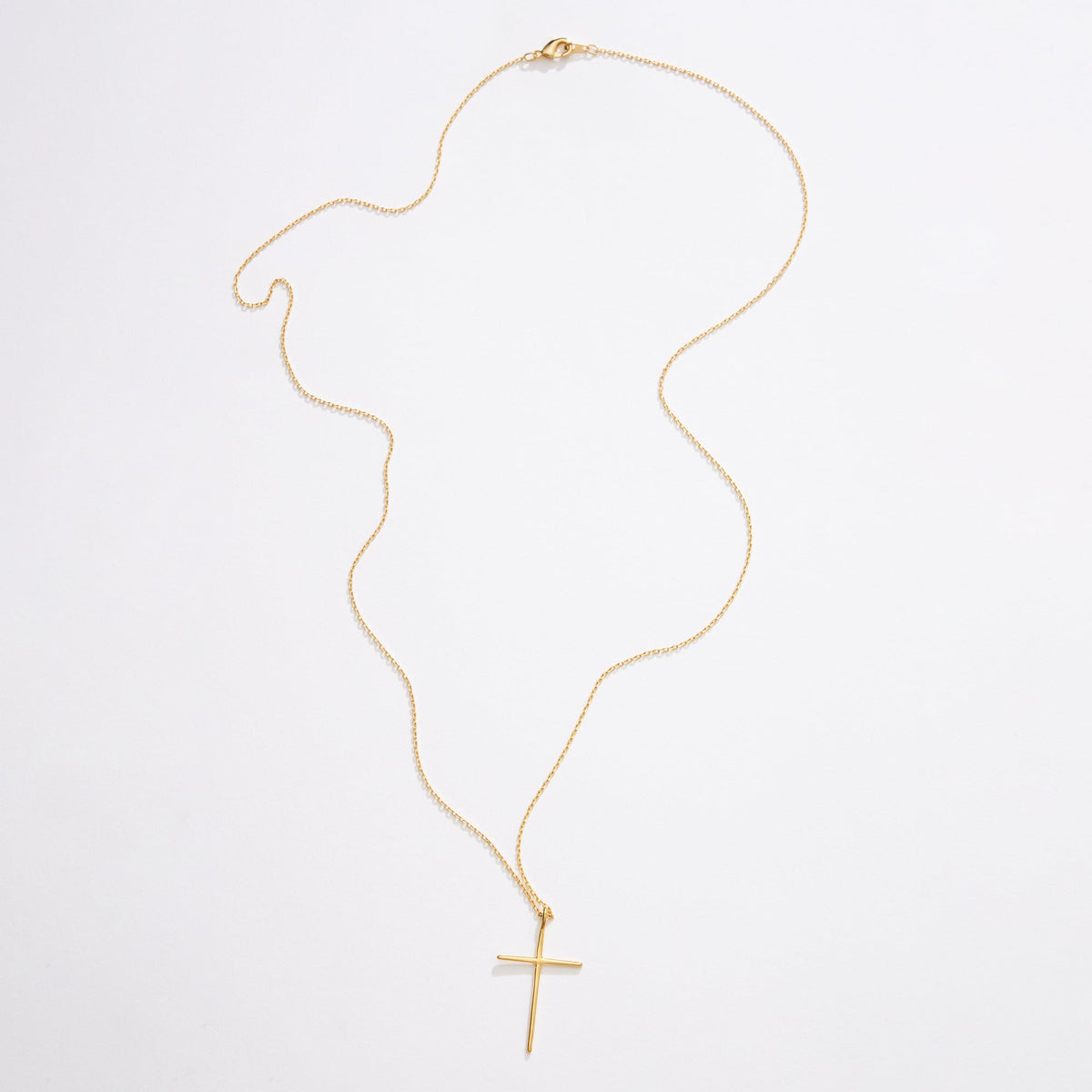 Gold Dipped Cross Pendant Long Necklace