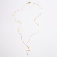 Gold Dipped Cross Pendant Long Necklace